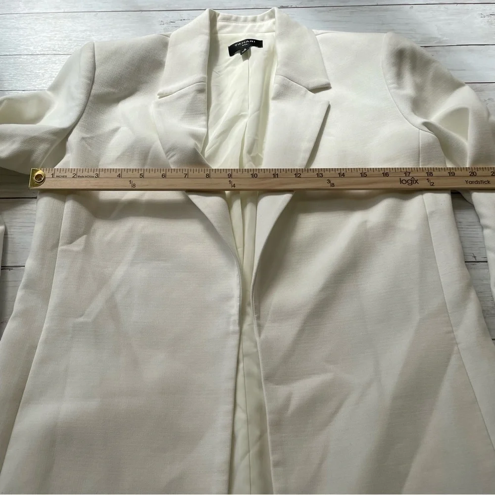 Tahari Asl Ruched Sleeve White Women Blazer Size 2 - Picture 3 of 11
